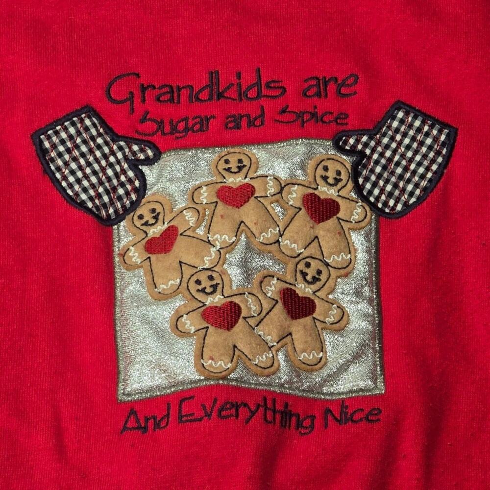 Vintage Ginger Bread GRANDKIDS ARE SUGAR & SPICE Pull Over Crew Neck Sweater Top